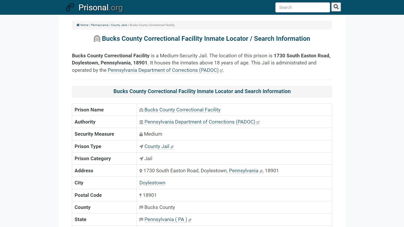 Bucks County Correctional Facility-Inmate Locator/Search ...