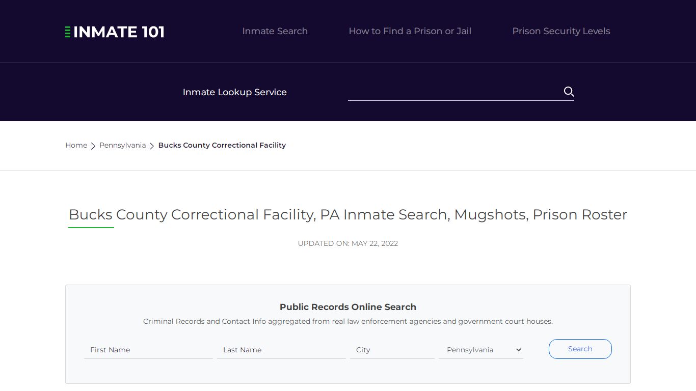 Bucks County Correctional Facility, PA Inmate Search ...